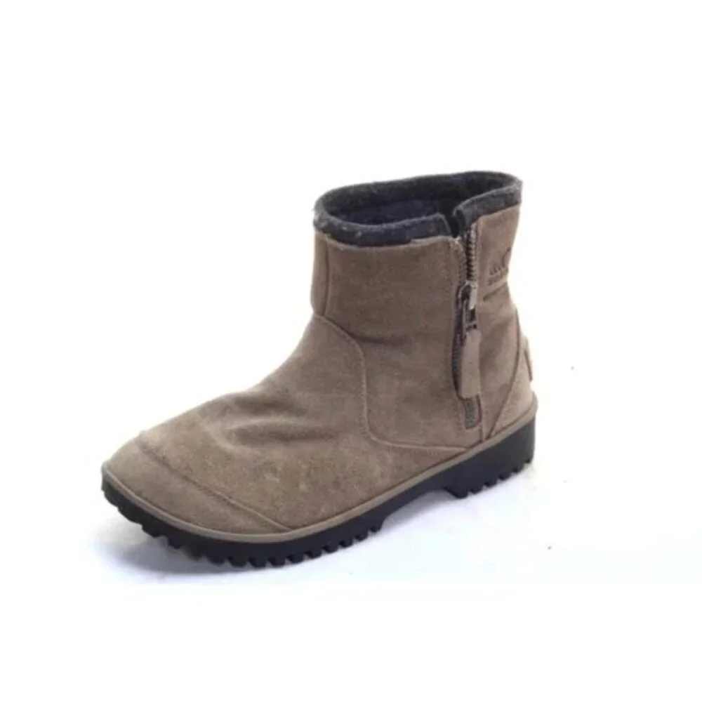 Sorel Women's Taupe Meadow Desert Leather Zipper Classic‎ Ankle Bootie Size 10